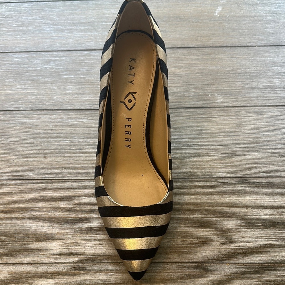 Katy Perry Collections Black and Gold Striped Heels